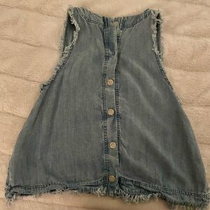 Frayed Denim Button-Down Vest